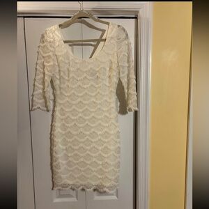 Guess Cream Textured Mini Dress